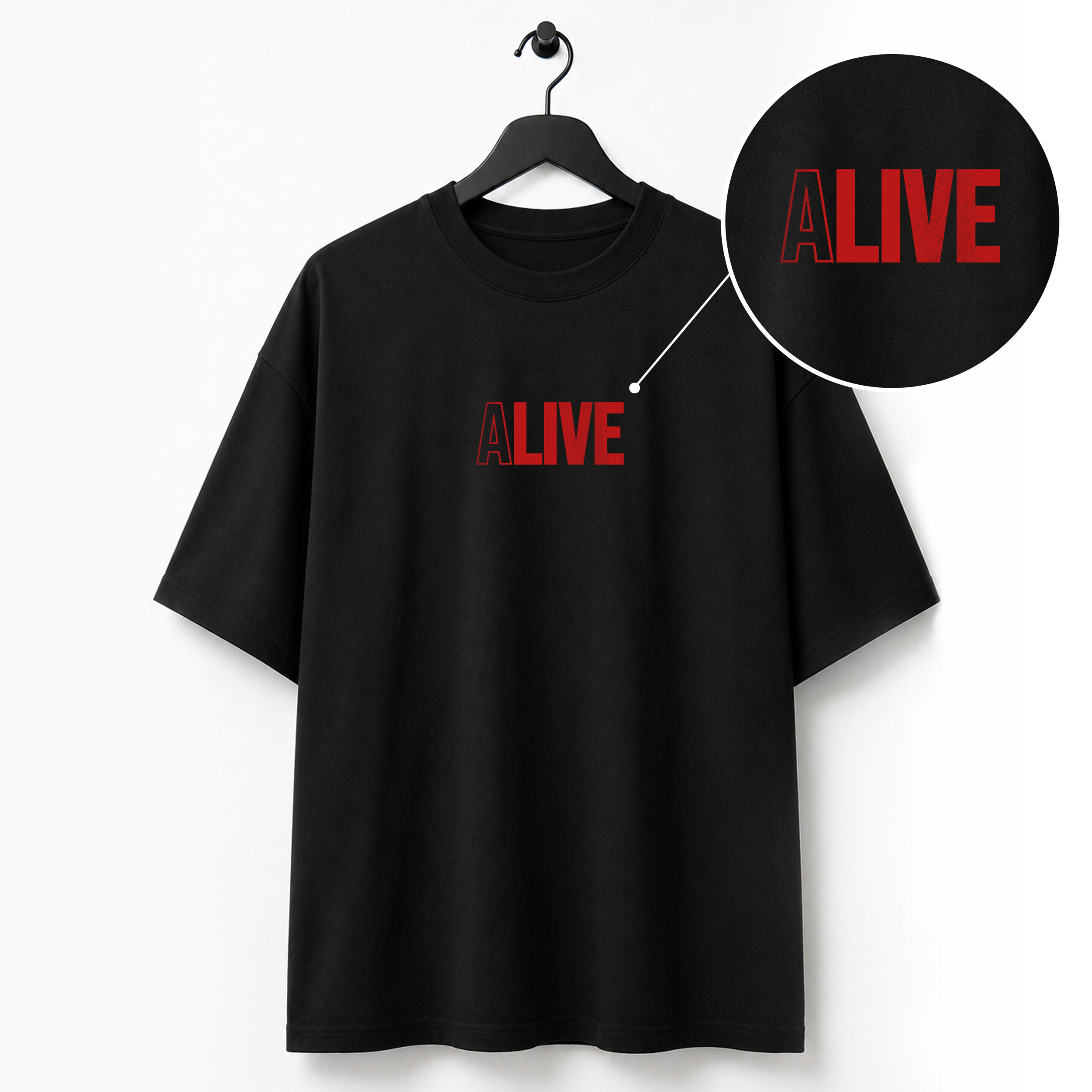 Alive Black Over Sized T-Shirt