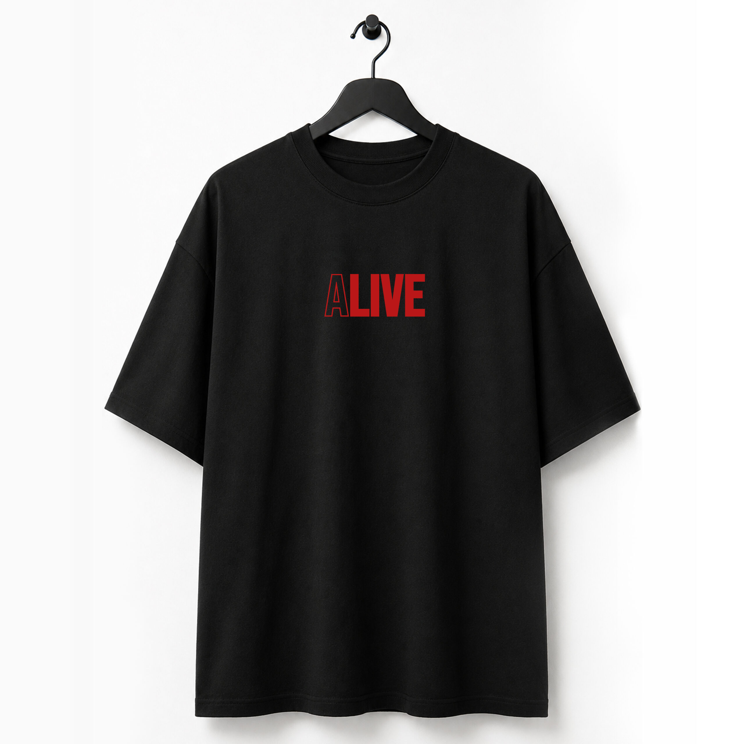 Alive Black Over Sized T-Shirt - Image 3